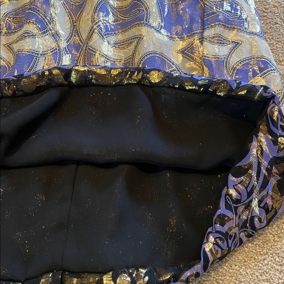 Nicole Miller Collection Silk Lurex Strapless Metallic Lavender Gold Dress 4 - Picture 5 of 13